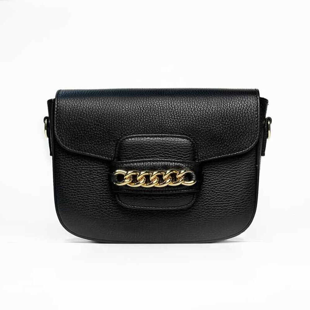 SHARLENE Made In Italy Genuine Italian Leather Black Detachable Adjustable Strap